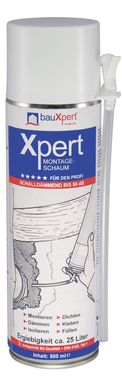 bauXpert Montageschaum 500ml DIN 4102 B2-Qualität, alterungsbeständig, feuchtigkeitshärtend, einfache Handhabung (NBS-Pistole), schalldämmend bis 56 dB, Schaumausbeute ca. 42 Liter